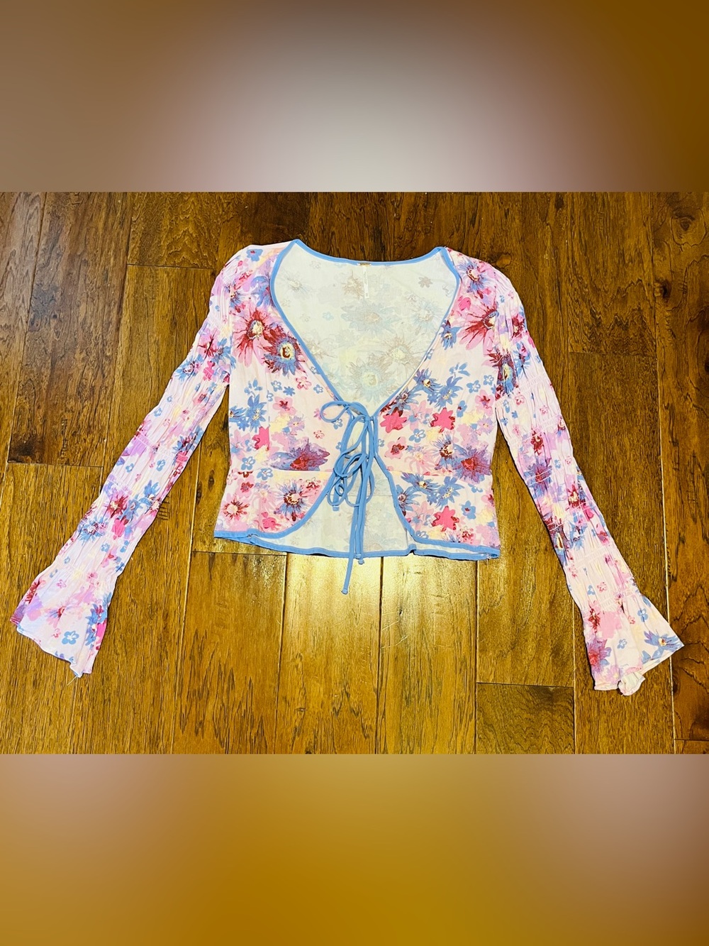 Free People Floral Tie-Front Top